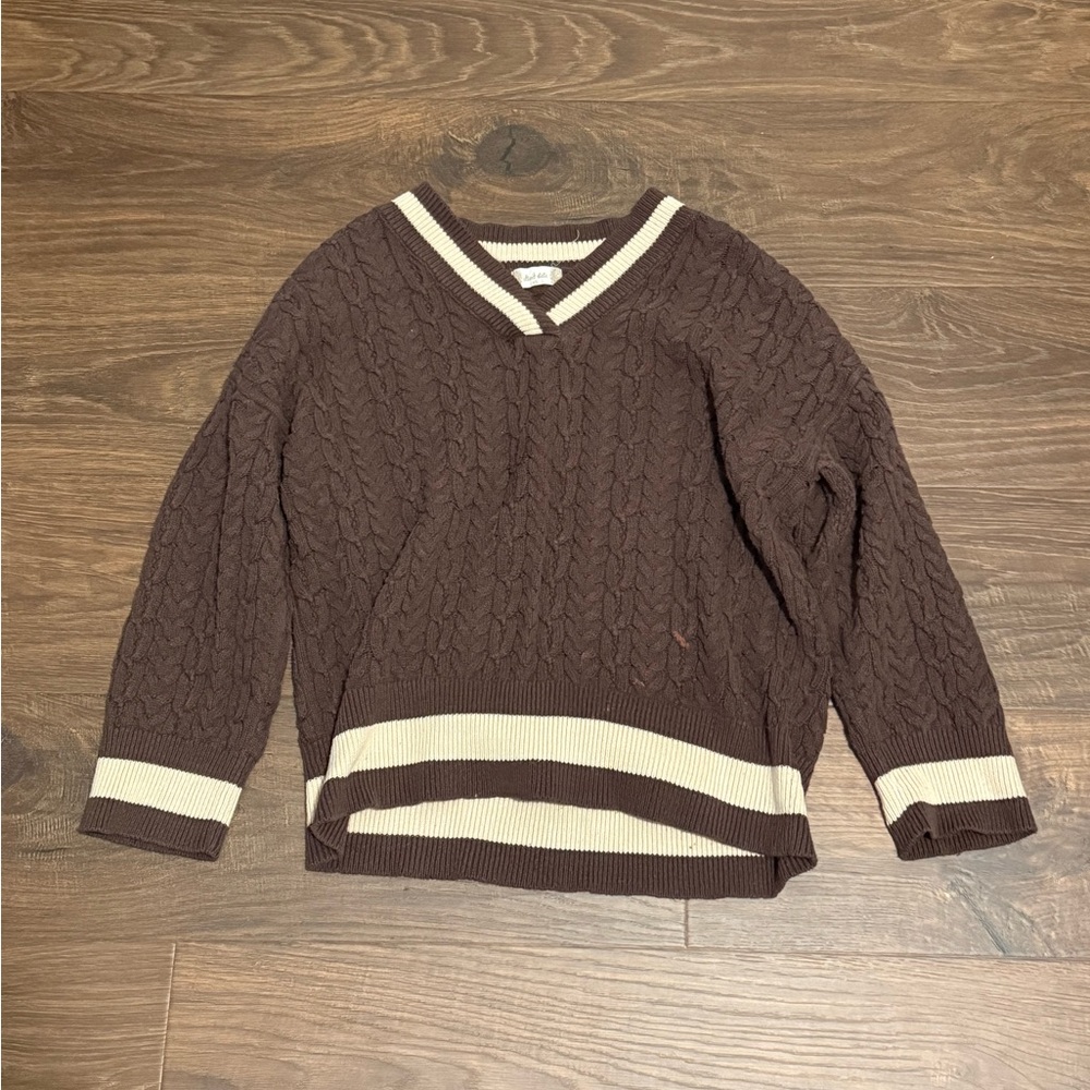 Altar'd State Brown and Cream Knit Sweater
